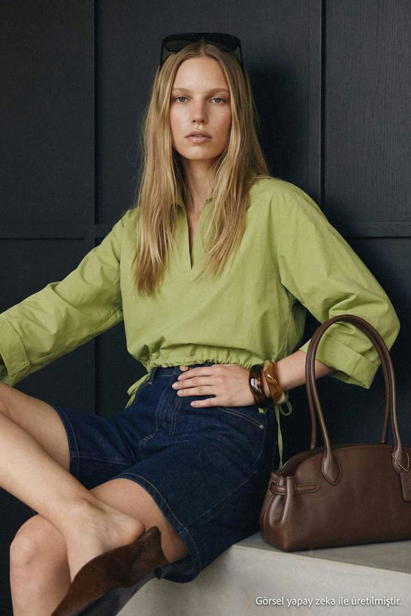 WOVCOR Adjustable Gathered Waist Woven Blouse