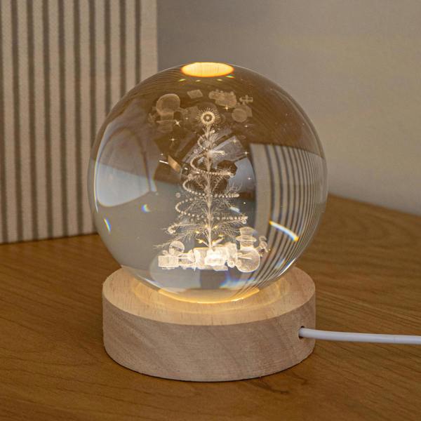 Samuel Alexander 10cm USB Powered Etched Christmas Tree Light up Globe