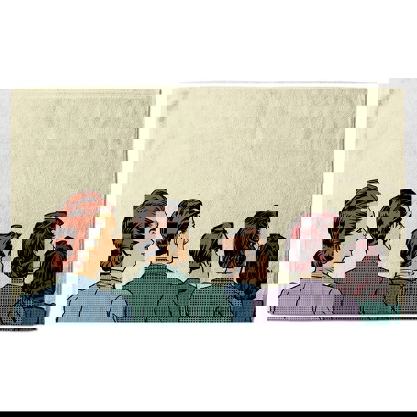 Benjamin Tate Design A crowd of spectators stand back retro style pop art (Bath Towel)