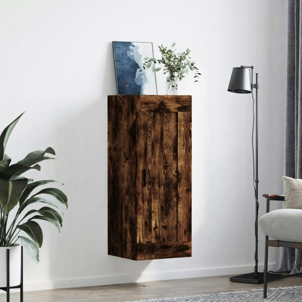 Berkfield Wall Mounted Cabinet Smoked Oak 34.5x34x90 cm Engineered Wood