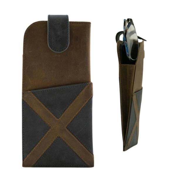 Mala Leather Saltire Scottish Flag Leather Glasses Case
