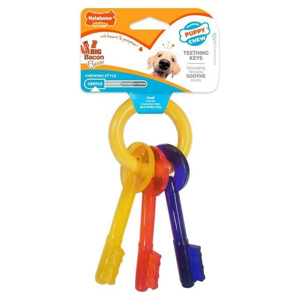 Nylabone Gentle Puppy Teething Chew Toy Keys, Bacon Flavour, Small
