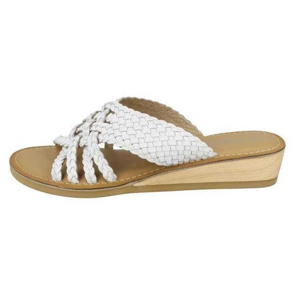 Leather Collection Ladies Leather Collection Low Wedge Braided X Stap Mules