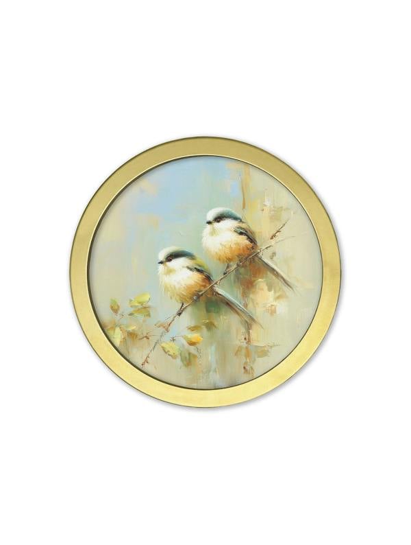Exceptional Art Garden Birds - 30cm Gold Round Box Frame