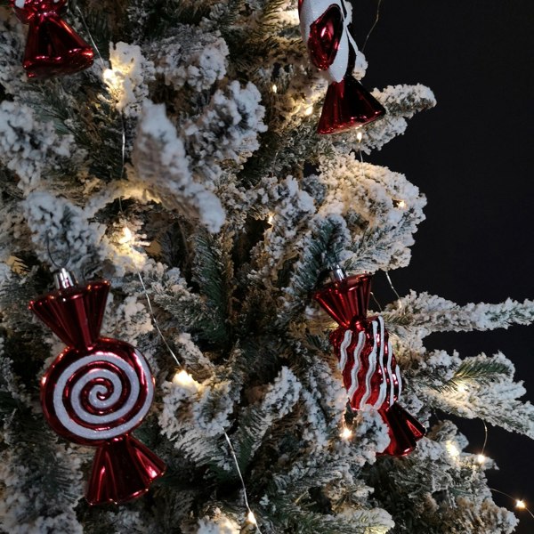 Samuel Alexander Pack of 5 15cm Red & White Candy Stripe Sweet Shatterproof Christmas Decoration