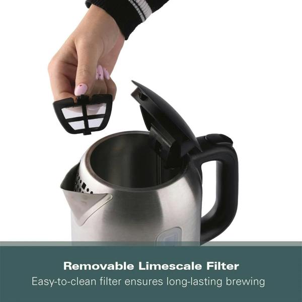 Hamilton Beach Compact 1L Kettle - Brushed Stainless Steel - Hamilton Beach UK