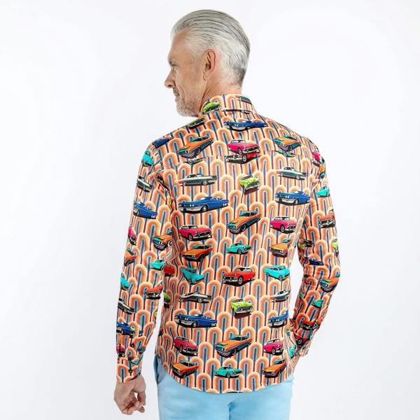 VINTAGE AND RETRO CAR PRINT SHIRT - Premium Men's Patterned Shirt by Claudio Lugli | Bold Design, Tailored Fit, Best Printed Shirts