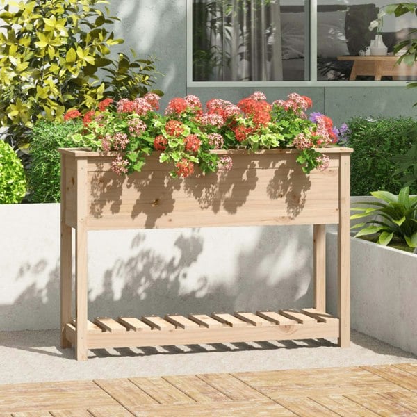 Berkfield Planter with Shelf 111.5x34.5x81 cm Solid Wood Pine