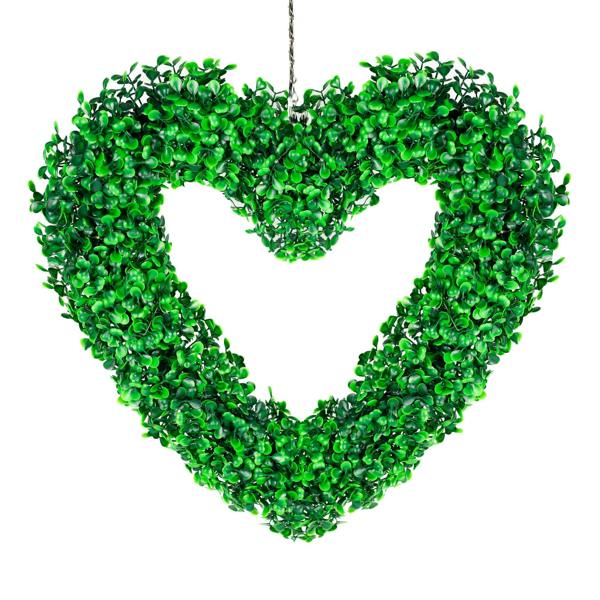 Gardenwize Solar Hanging Ornament – Topiary Heart Light with 30 LED Warm White Lights