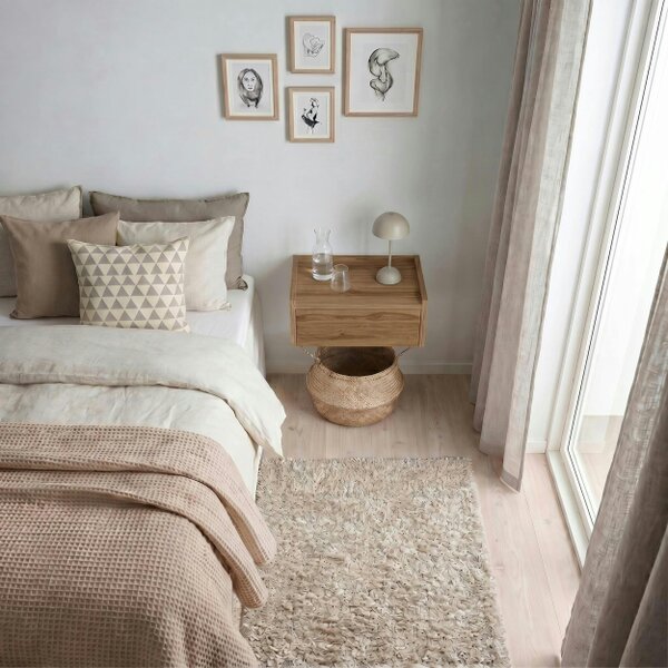 Decortie Brisa Wall Mounted Bedside Table Drawer and Open Tray Shelf