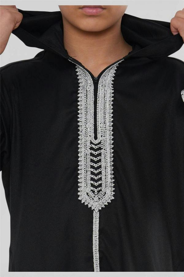Infinity Leather Kids Boys Eid Hooded Moroccan Thobe Robe Djellaba Ramadan Jubba- K-HM3
