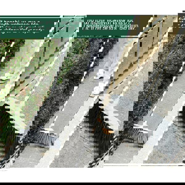 Gr8 Garden Heavy Duty Stainless Steel Broom with Handle Outdoor Garden Hard Bristle Brush