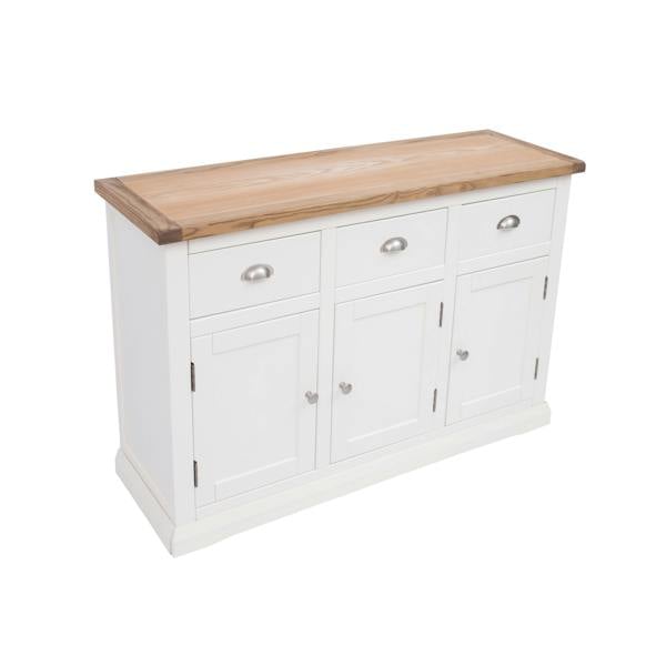 Cabinet Bits Cosenza Off White 3 Drawer 3 Door Sideboard Chrome Cup Handle
