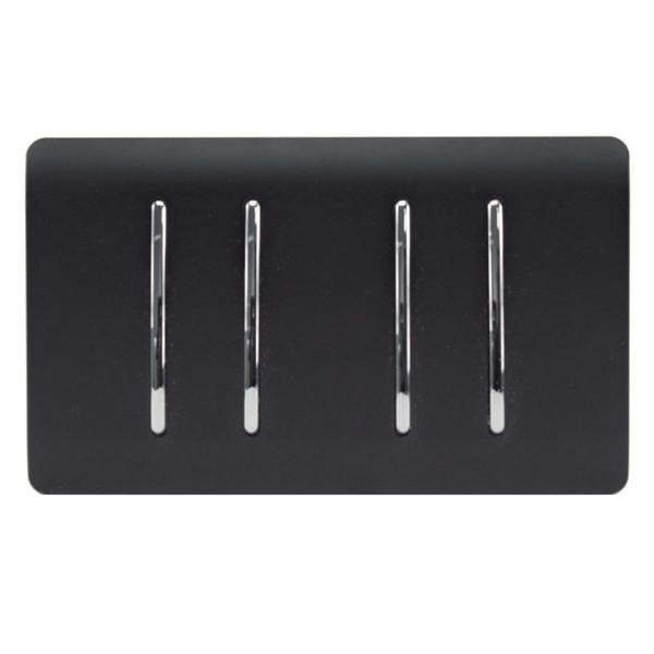 Trendi Switch 4 Gang Intermediate Rocker Light Switch in Matt Black