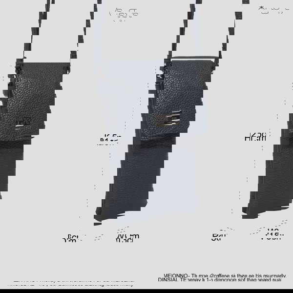 Assots London 'MARIA' Navy Pebble Grain Real Leather Crossbody Phone Bag