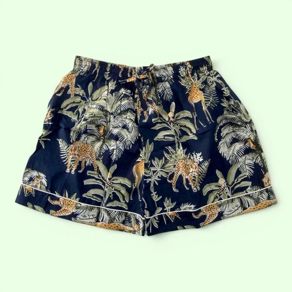 Hayley & Co Giraffe Print 100% Cotton Short Pyjama Set in Dark Blue