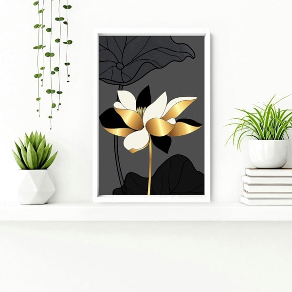 Bathroom decor black and Gold | set of 3 framed wall art