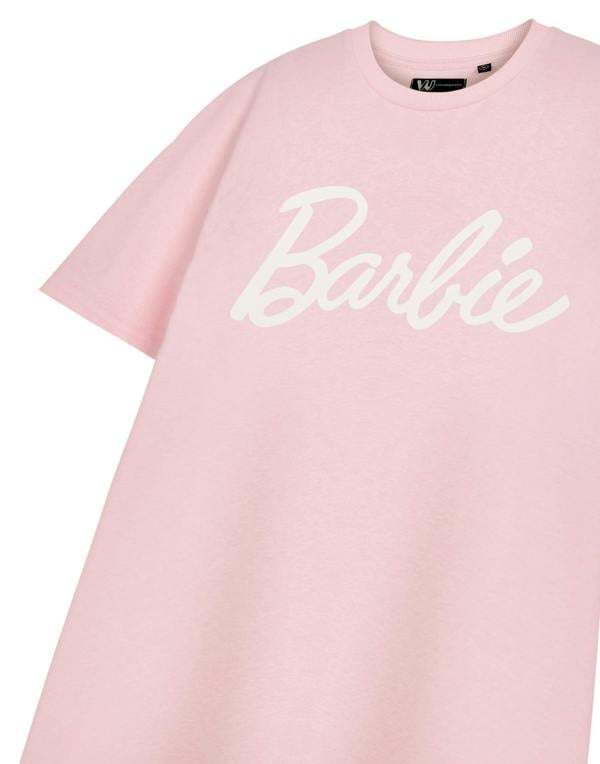 Barbie Womens Pink White Logo Short Sleeved T-Shirt