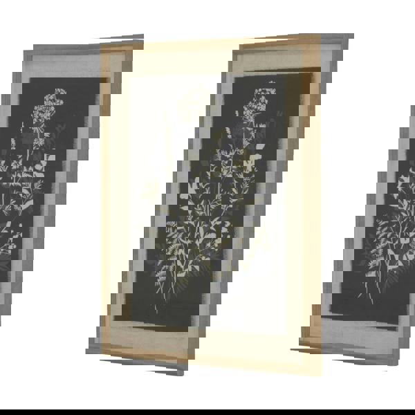 Hill Interiors Flora & Fauna Collection Meadow Beaded Linen Framed Wall Art - White/Black