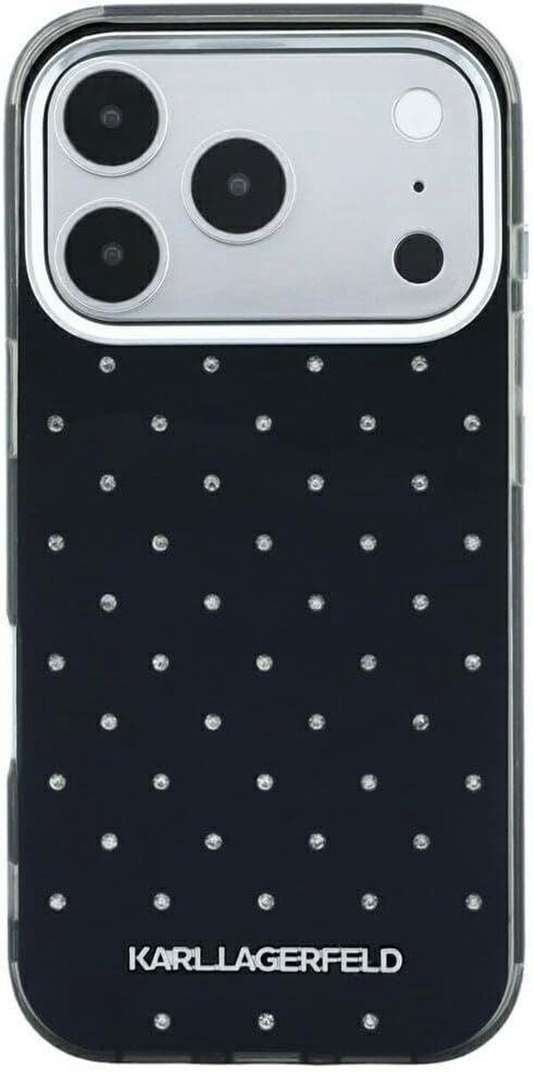 Karl Lagerfeld IML Rhinestones Allover and Electroplated Logo Case for iPhone 17/18 Pro 6.3" Black - KLHCP18L6HCRDKLK