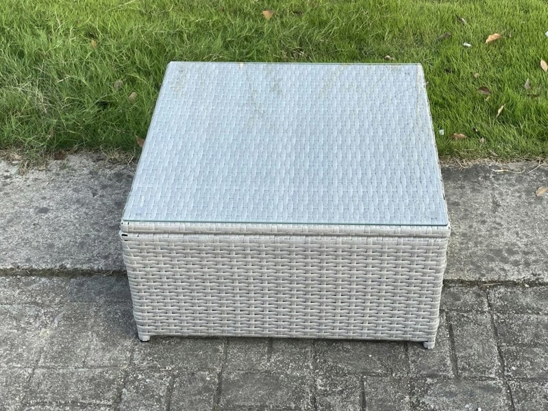 Fimous Square Rattan Coffee Table - Light Grey