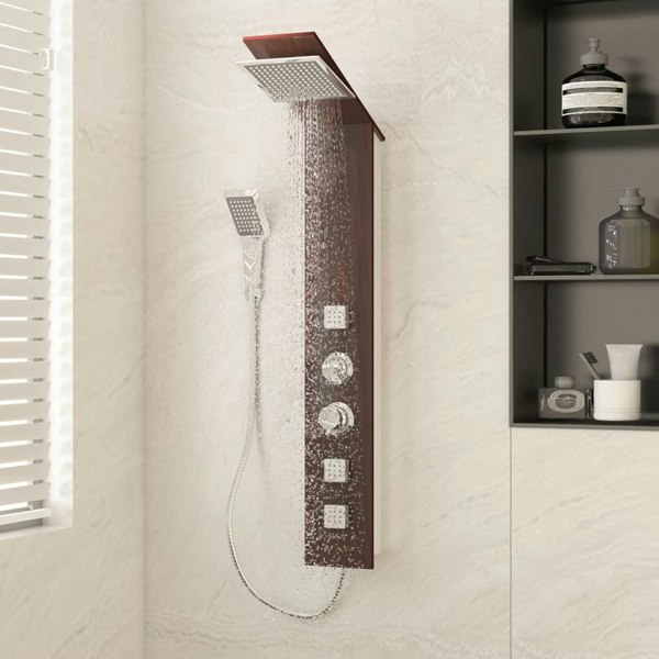 Berkfield Shower Panel System Glass Brown