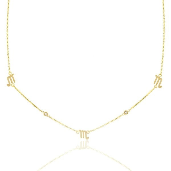 Say It With Scorpio Necklace with CZ Stones - Yellow Gold Plated