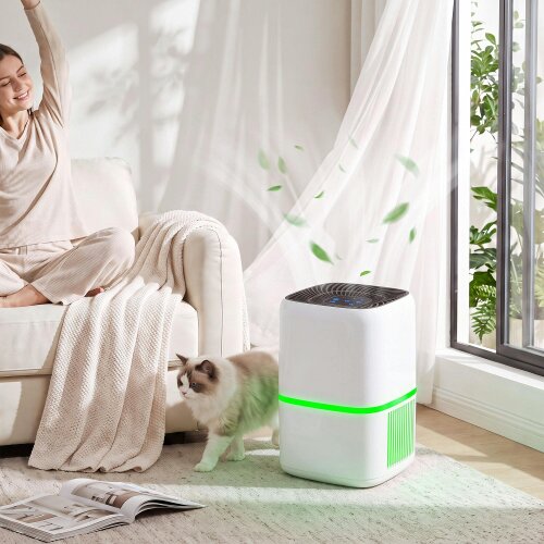 HOMCOM Smart Air Purifier for Home Bedroom, HEPA Filter, Sleep/Auto Mode