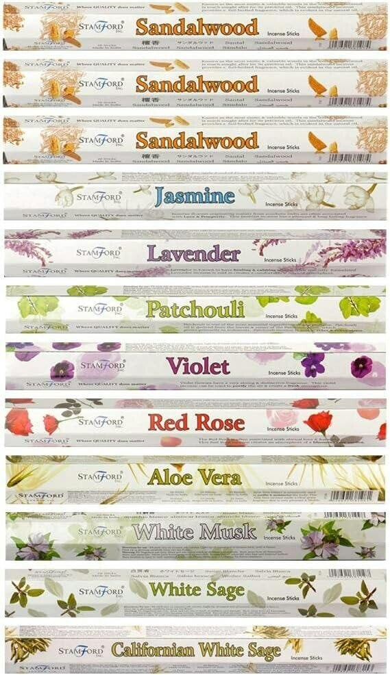 Stamford 37328 Sandalwood Variety Incense Sticks Gift Set, 12 packs x 20 sticks