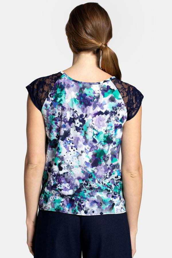 HotSquash Chiffon Top with Lace Sleeve