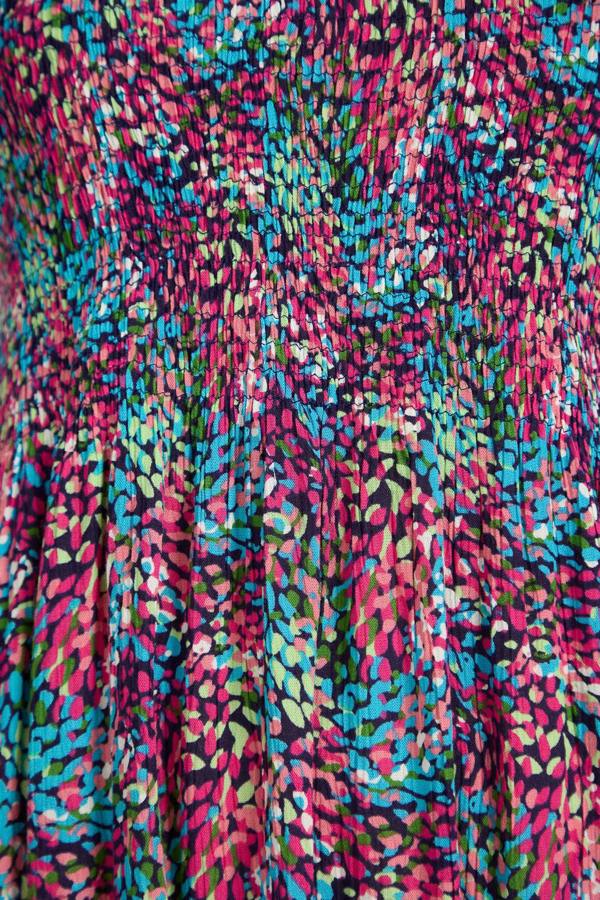 Mudflower Dotty Print Shirred Bodice Midi Dress