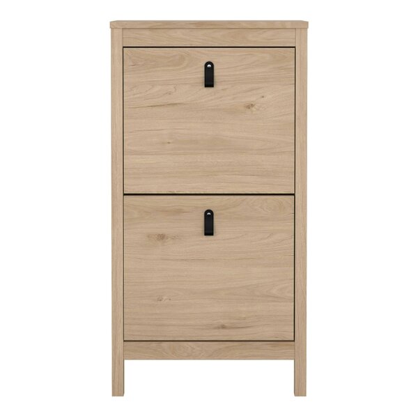 Wyld Haus Wildberry Natural Oak Wood Shoe Cabinet 2 Flip Doors