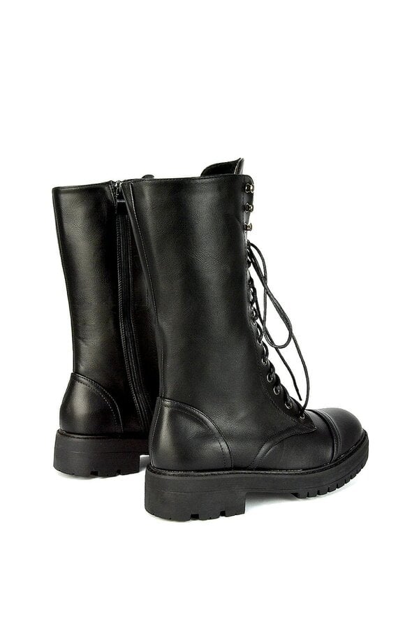 XY LONDON Mid-Calf Combat Heeled Ankle Boots