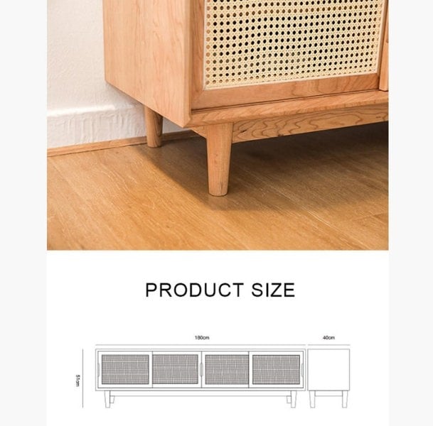 Randal Cane TV Stand, Natural Rattan & Wood-Weilai Concept-Weilai Concept