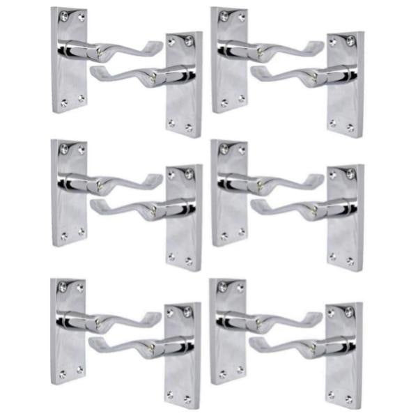 EDH Door Hardware Polished Chrome Victorian Scroll Door Handles – 118mm x 42mm Backplate – Set of 6 Pairs