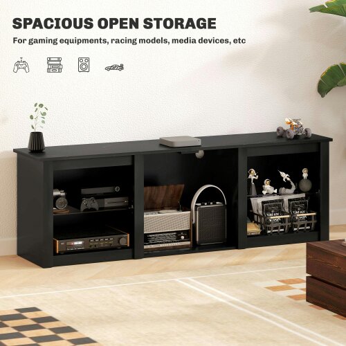 Wyld Haus Filu Nara 160cm Wooden Black TV Stand With LED Lighting And Storage For 65 Inch Screens