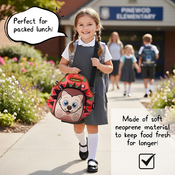Fringoo Kids Thermal Insulated Cooler Lunch Bag with Zipped Pocket & Shoulder Strap for School or Nursery
