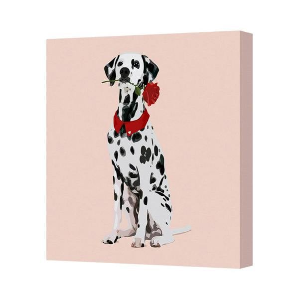 Benjamin Tate Design Dalmatian Canvas Art Print With Rose And Red Bow Tie