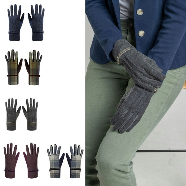 Earth Squared Wool Blend Ladies Gloves – Velvet Bow Detail – One Size