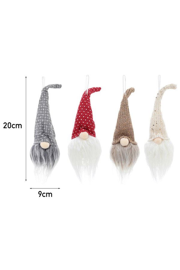 Living and Home 4 Pieces Christmas Tree Santa Gnome Ornament with Light