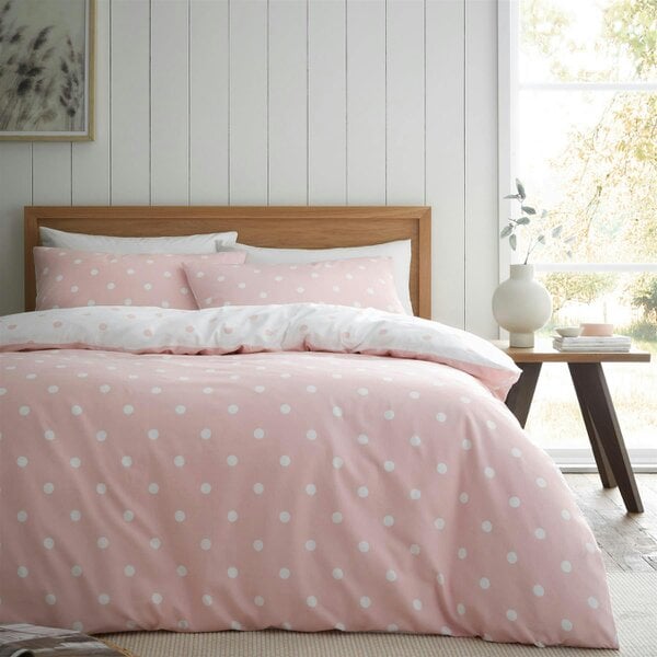 HomeSpace Direct Brushed Polka Dot Pink Duvet Cover Set