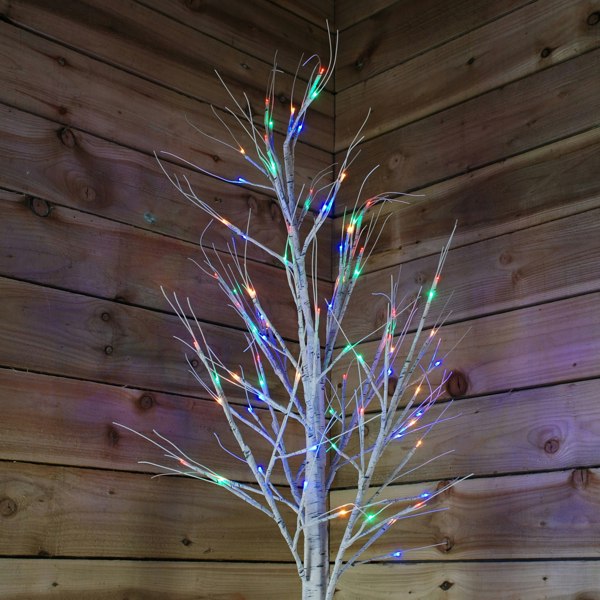 Samuel Alexander 2.4m Christmas Outdoor Birch Tree with 136 Multicoloured LEDs