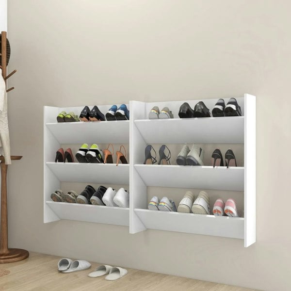 Berkfield Wall Shoe Cabinets 2 pcs  White 80x18x90 cm Engineered Wood