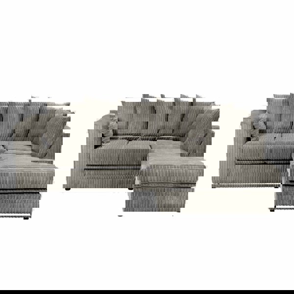 SQUAREBOXX Dylan Jumbo Cord 4 Seater Fabric Corner Sofa in Grey