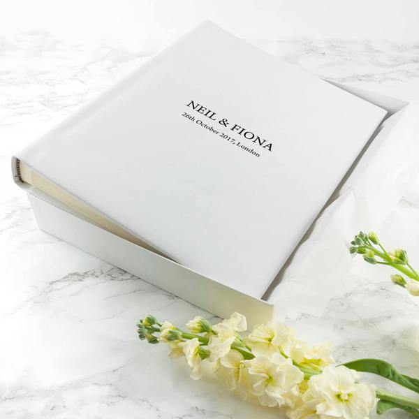 Personalised White Leather Wedding Photo Album - product in use
