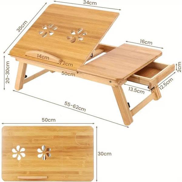 Dyzi Bamboo Portable Laptop Desk Adjustable Height & Angle Stand