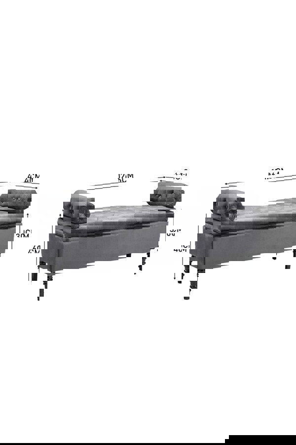 Living and Home Tufted Flip Top Storage Bench with Side Arms Grey