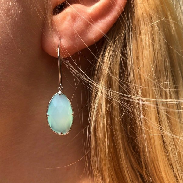 Sterling Silver Aqua Gem Earrings - Reeves & Reeves