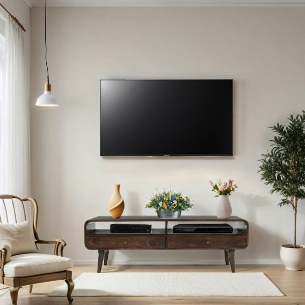 IH Design Winnie Dark Mango Wood Large TV Stand with 2 Drawers