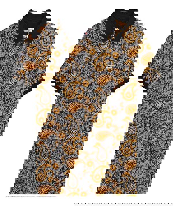 Lambretta Mens Classic Paisley Print Mod Retro Ska Casual Polo